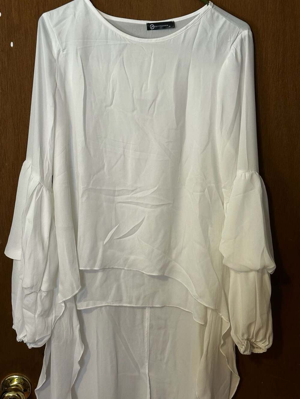 PRETTYGARDEN Women's White Long Sleeve Bell Sleeve Blouse Size S